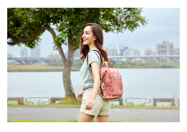 Kipling 城市探索玫瑰粉雙側插扣手提後背兩用包-TSUKI S-EDGELAND系列