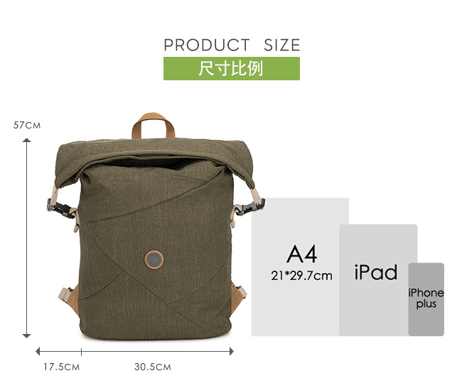 Kipling 城市探索橄欖綠插扣3way百變後背包-REDRO-EDGELAND系列