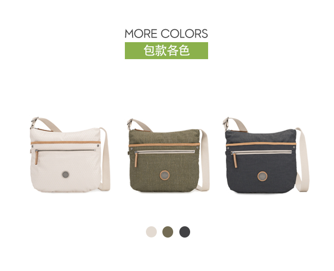 Kipling 低調米白菱格紋前拉鍊側背包-ARTO-EDGELAND系列