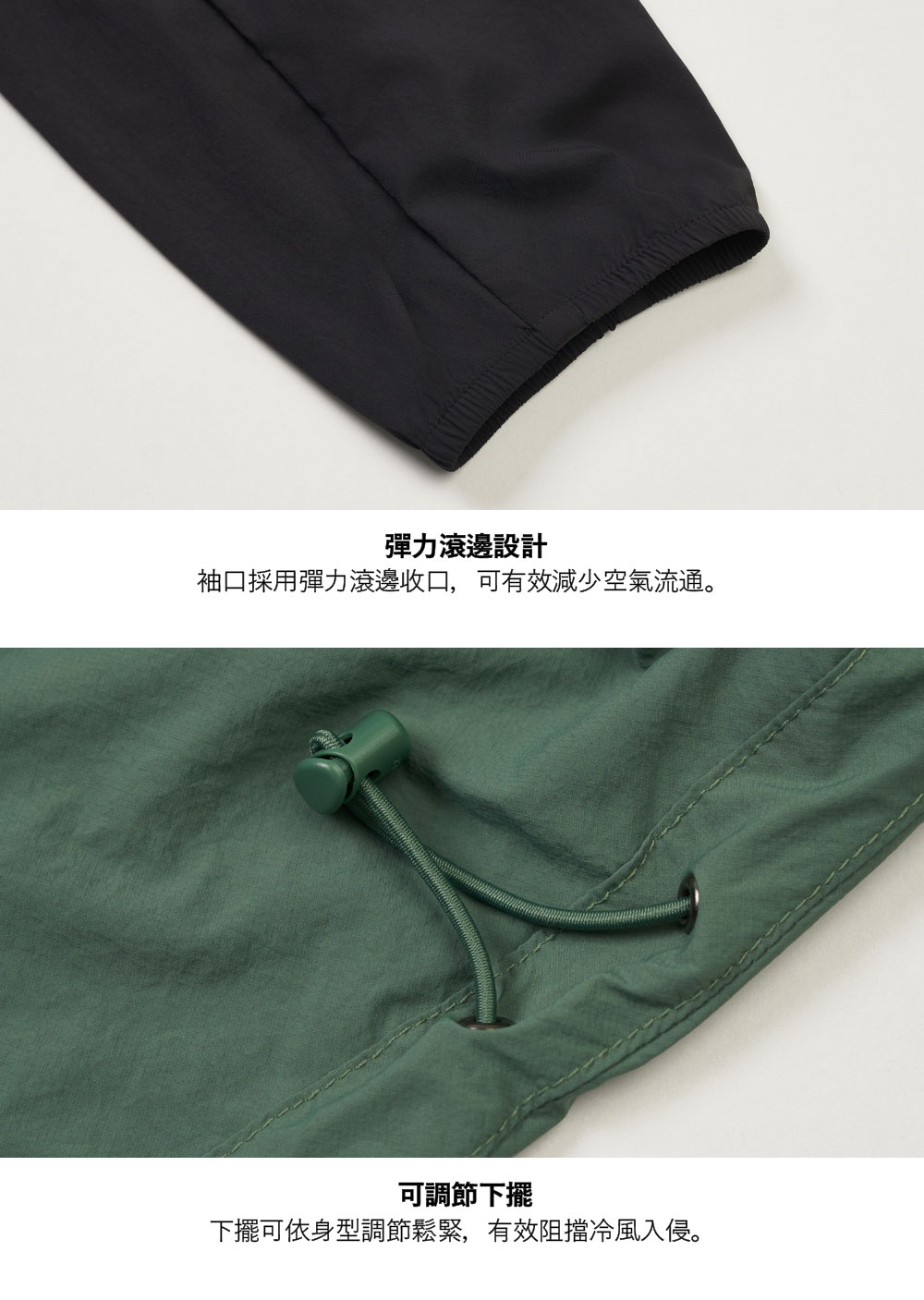 男款綠色UPF防曬防風外套